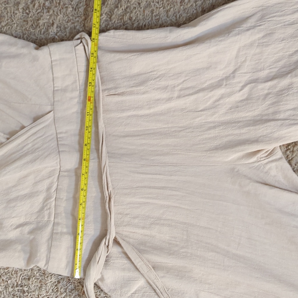Emery Rose Cotton Cream Jumpsuit - Women's Size XL Lightweight Short Sleeve - Picture 12 of 14